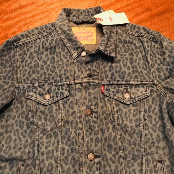 levi's leopard print denim jacket